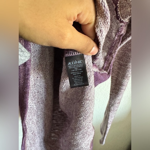 Kuhl NOVA Knit Sweater Pullover Cowl Neck Wool Blend Purple Exposed Seams XS - Picture 6 of 12